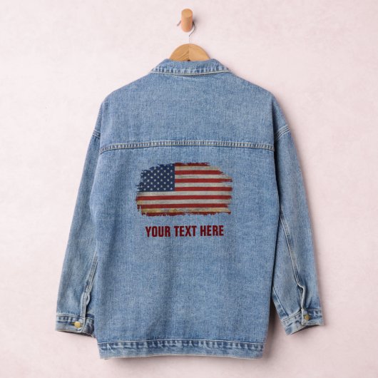 AMERIKAANSE VLAG  AANGEPASTE TEKST DENIM JACKET (Hangar)
