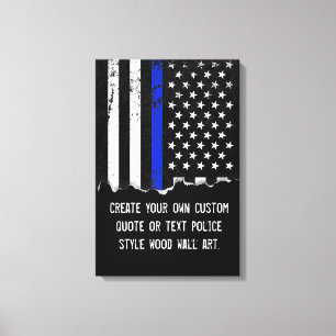 Amerikaanse vlag aangepaste tekst door politie canvas afdruk