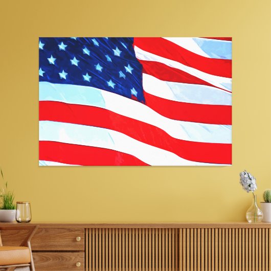 Amerikaanse vlag Abstract impressionisme Canvas Afdruk (Insitu (Woonkamer))