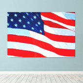 Amerikaanse vlag Abstract impressionisme Canvas Afdruk (Insitu (Houten vloer))
