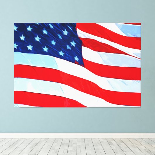 Amerikaanse vlag Abstract impressionisme Canvas Afdruk (Insitu (Houten vloer))