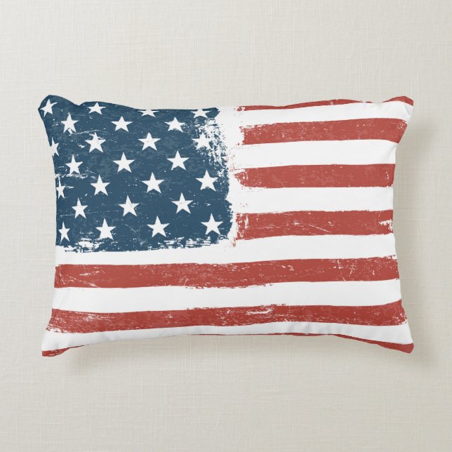 Amerikaanse vlag-achtergrond. Rasterversie. H Accent Kussen (Voorkant)