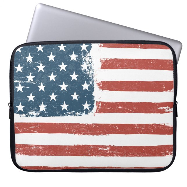 Amerikaanse vlag-achtergrond. Rasterversie. H Laptop Sleeve (Voorkant)