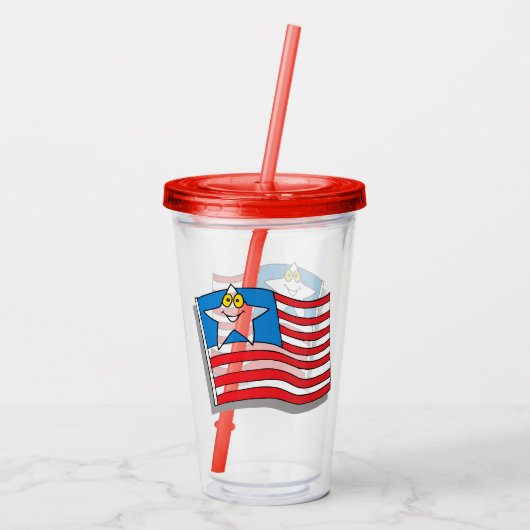 Amerikaanse vlag acryl drinkbeker (Achterkant)