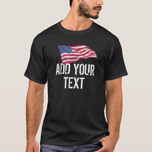Amerikaanse vlag "Add Jouw tekst" T-shirt (Voorkant)