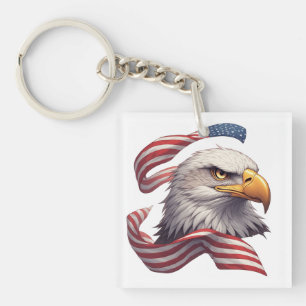Amerikaanse Vlag Adelaar Cadeau voor Mannen en Vro Sleutelhanger