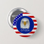 Amerikaanse vlag, adelaar en bewerkbare tekst van ronde button 5,7 cm (Voorkant /achterkant)