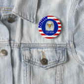 Amerikaanse vlag, adelaar en bewerkbare tekst van ronde button 5,7 cm (In situ)
