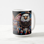 Amerikaanse vlag adelaar kunst met Dreamcatcher Koffiemok (Voorkant rechts)