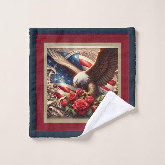 Amerikaanse Vlag Adelaar Patriottische Handdoekens Bad Handdoek (Wasdoekje)