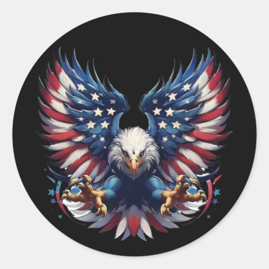 Amerikaanse vlag adelaar, patriottische sublimatie ronde sticker (Voorkant)