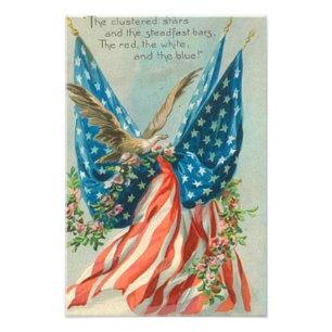 Amerikaanse vlag Adelaar Rozen Memorial Day Foto Afdruk
