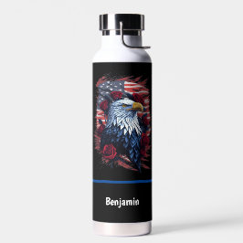 Amerikaanse Vlag Adelaar Rozen Rood Wit Blauw Waterfles
