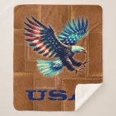 Amerikaanse vlag adelaar rustieke Sherpa deken (Voorkant)