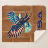 Amerikaanse vlag adelaar rustieke Sherpa deken (Voorkant (horizontaal))