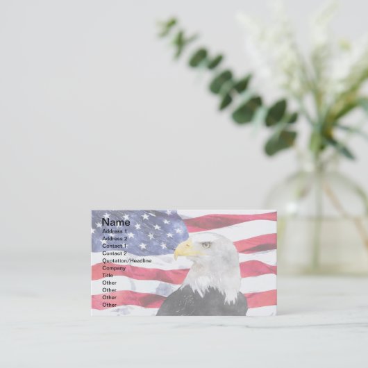 AMERIKAANSE VLAG & ADELAAR VISITEKAARTJE (Staand voorkant)