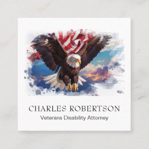 *~* Amerikaanse Vlag Adelaar Vliegende Zonsonderga Vierkante Visitekaartje