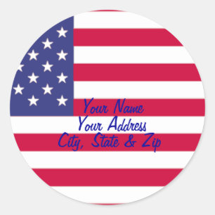 Amerikaanse vlag Adresetiketten Ronde Sticker