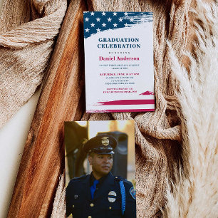 Amerikaanse vlag afstudeerfeest uitnodiging milita