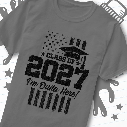 Amerikaanse Vlag Afstuderende Jaar 2027 T-shirt