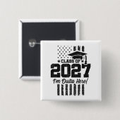 Amerikaanse Vlag Afstuderende Jaar 2027 Vierkante Button 5,1 Cm (Voorkant /achterkant)