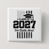 Amerikaanse Vlag Afstuderende Jaar 2027 Vierkante Button 5,1 Cm (Voorkant)