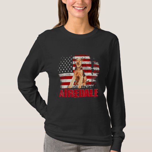  Amerikaanse vlag Airedale Dog T-shirt (Voorkant)