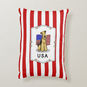Amerikaanse vlag Airedale Terrier Dog - Cute Accent Kussen