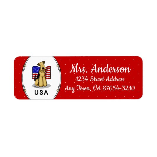 Amerikaanse vlag Airedale Terrier Dog - Cute Etiket (Voorkant)