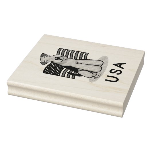 Amerikaanse vlag Airedale Terrier Dog - Cute Rubberstempel (Stempel)