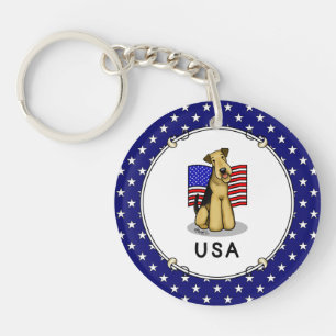 Amerikaanse vlag Airedale Terrier Dog - Cute Sleutelhanger