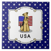 Amerikaanse vlag Airedale Terrier Dog - Cute Tegeltje (Voorkant)
