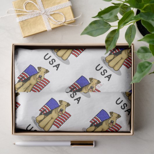 Amerikaanse vlag Airedale Terrier Dog - Cute Tissuepapier (Geschenk)