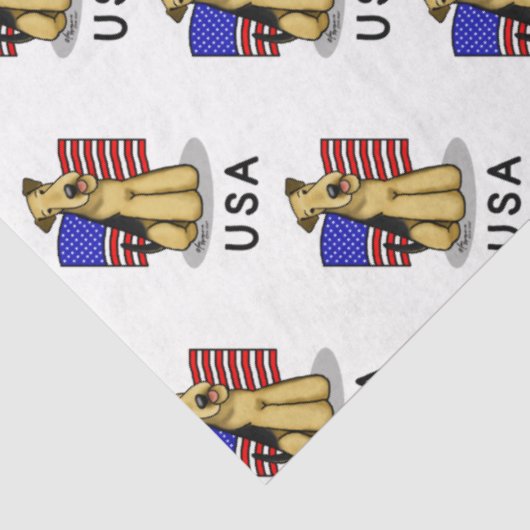 Amerikaanse vlag Airedale Terrier Dog - Cute Tissuepapier (Detail)