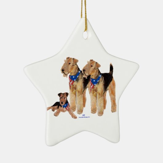 Amerikaanse vlag Airedale Terriers Keramisch Ornament (Rechts)