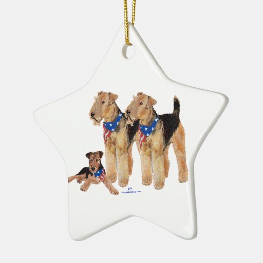 Amerikaanse vlag Airedale Terriers Keramisch Ornament (Links)