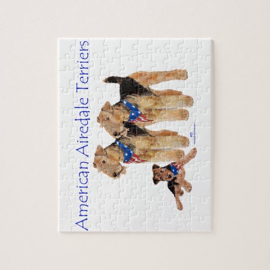 Amerikaanse vlag Airedale Terriers Legpuzzel (Verticaal)