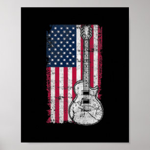 Amerikaanse vlag Akoestische gitaar 4 juli gitaar Poster