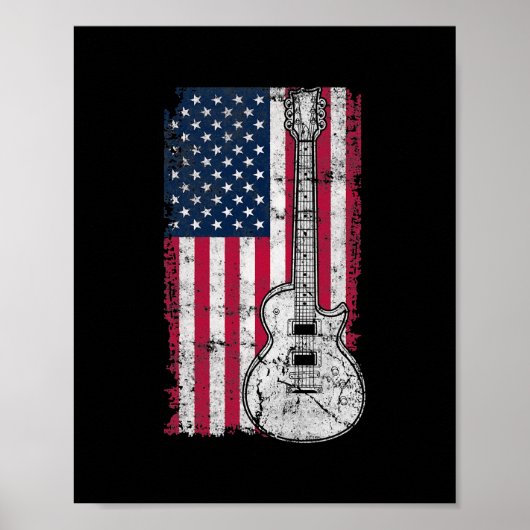 Amerikaanse vlag Akoestische gitaar 4 juli gitaar Poster (Voorkant)