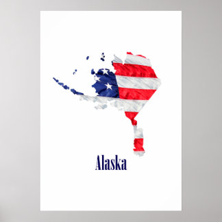 Amerikaanse Vlag Alaska Verenigde Staten Poster