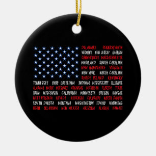 Amerikaanse vlag Alle 50 staatsnamen Keramisch Ornament