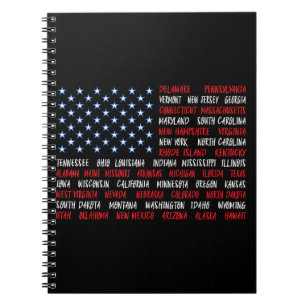 Amerikaanse vlag Alle 50 staatsnamen Notitieboek