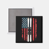 Amerikaanse vlag Alpineschanskipper _6 Magneet (Voorkant / Achterkant)