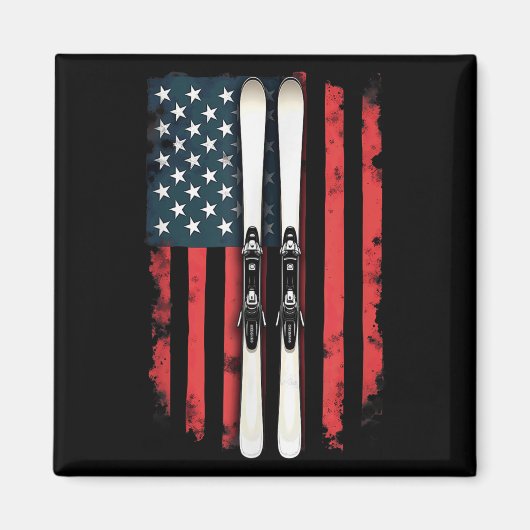Amerikaanse vlag Alpineschanskipper _6 Magneet (Voorkant)