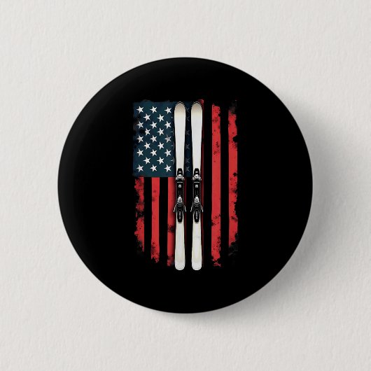 Amerikaanse Vlag Alpineschanskipper _6 Ronde Button 5,7 Cm (Voorkant)