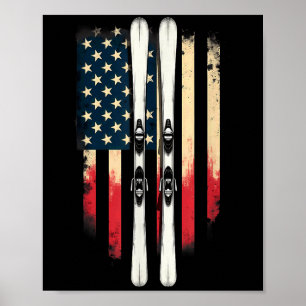 Amerikaanse vlag alpineskiën skiër _1 poster