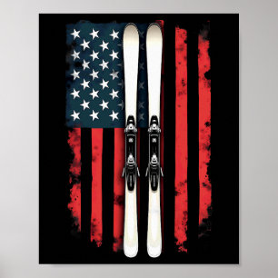 Amerikaanse vlag alpineskiër 1 poster
