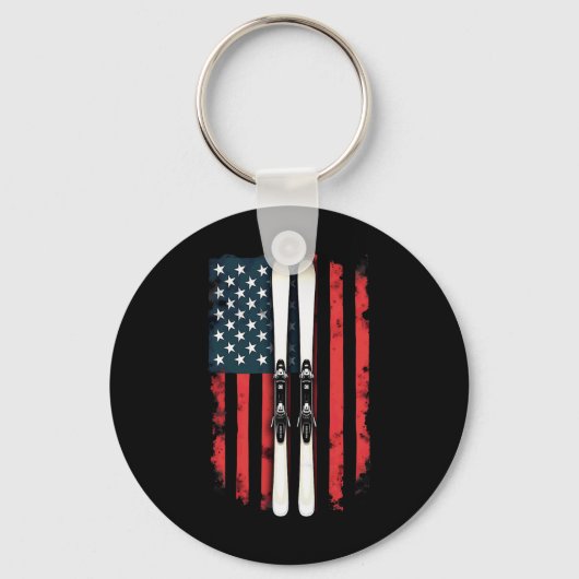 Amerikaanse vlag alpineskiër 1 sleutelhanger (Voorkant)