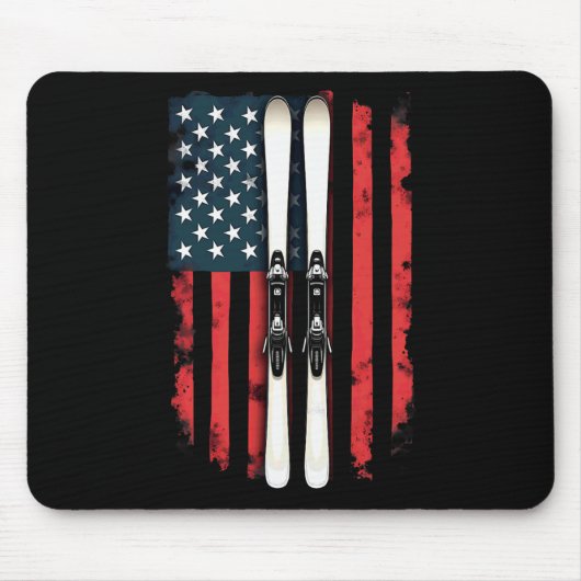 Amerikaanse vlag alpineskiër _2 muismat (Voorkant)