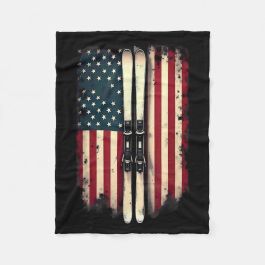 Amerikaanse vlag alpineskiër _3  fleece deken (Voorkant)